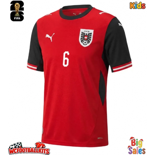 Austria Nicolas Seiwald #6 Replica Home Stadium Kit for Kids World Cup 2026 Short Sleeve (+ pants)